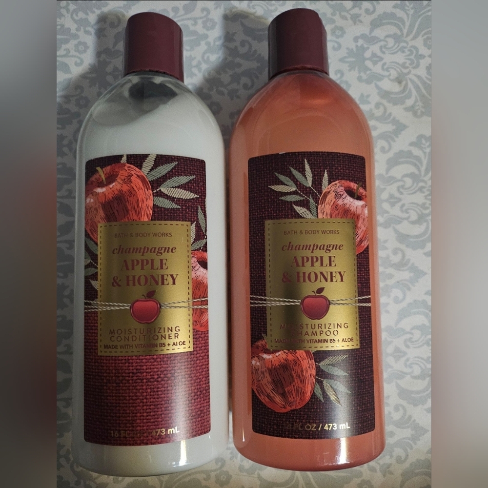 Bath & Body Works CHAMPAGNE APPLE & HONEY Shampoo & Conditioner 16oz Bottles Set